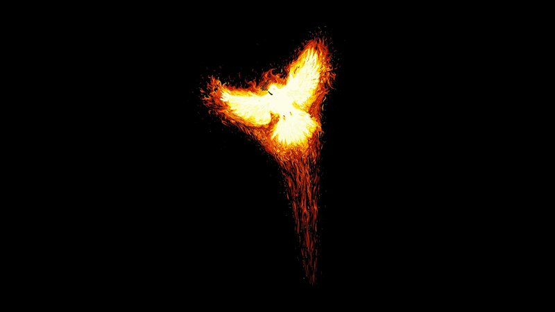 Flaming Bird — Black, Dramatic, Digital Art