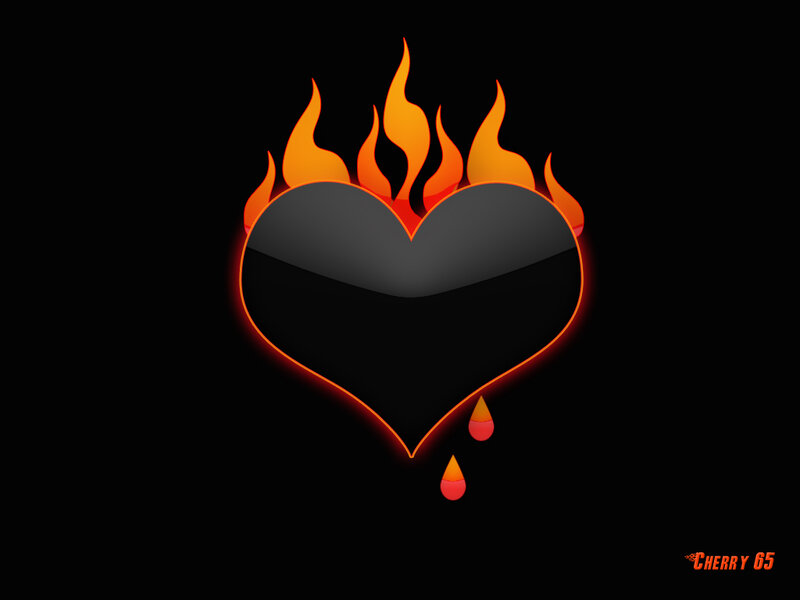 flaming black heart