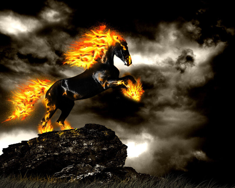 Flaming Black Horse