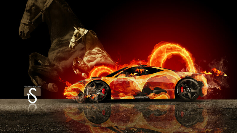 Flaming Car and Horse