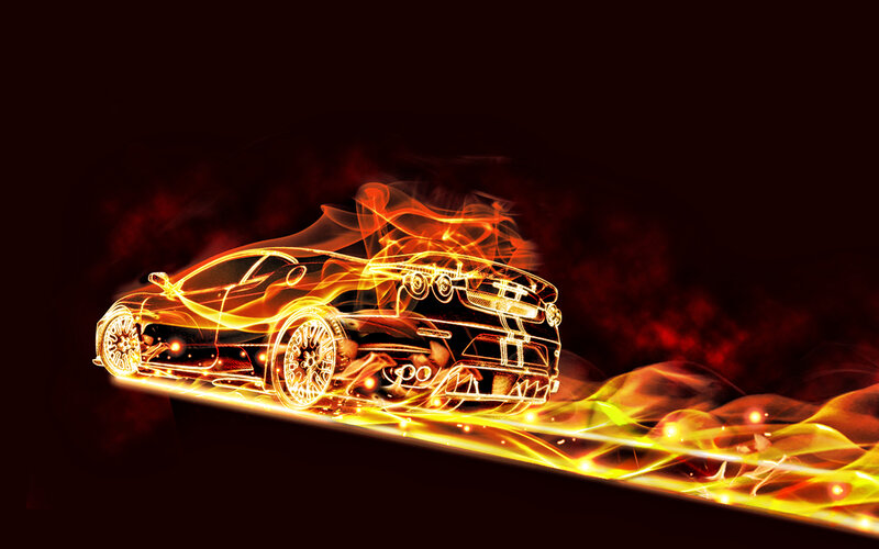 Flaming Car Outline