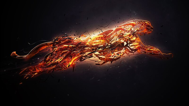 Flaming Cheetah Figure