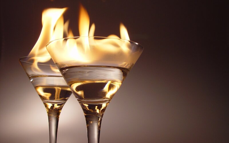Flaming cocktails
