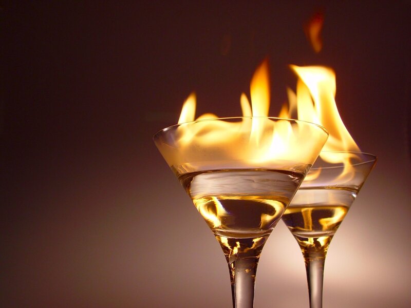Flaming cocktails