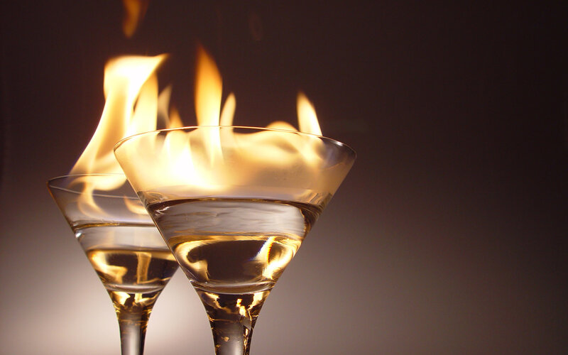 Flaming Cocktails — Yellow, Dramatic