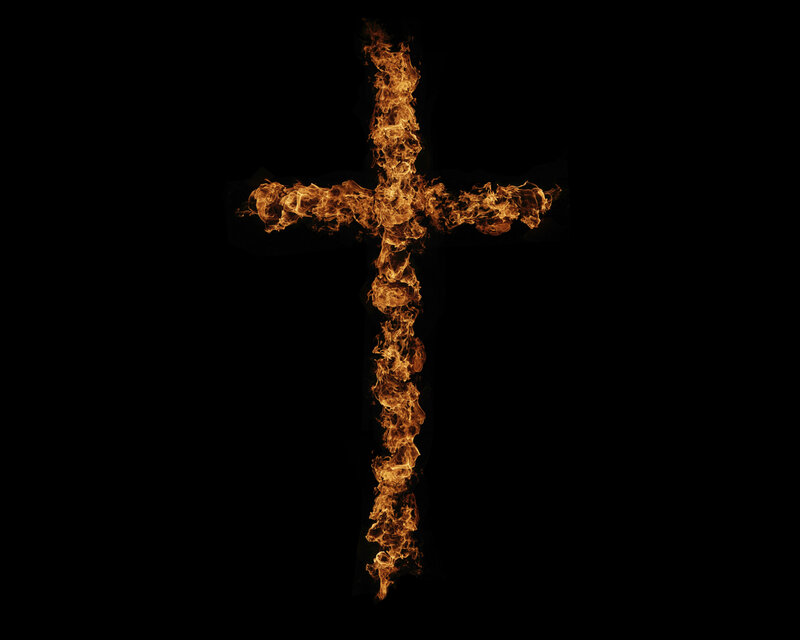 Flaming Cross — Black