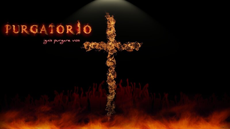 Flaming cross in purgatory