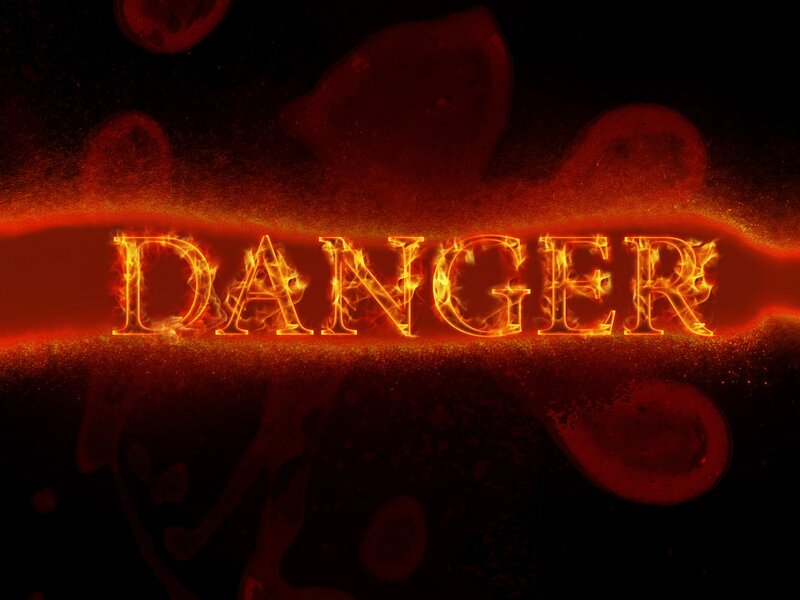 Flaming Danger Text — Red