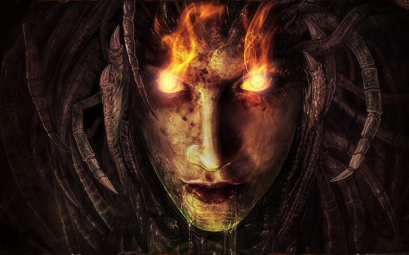 Flaming Demon Face — Black