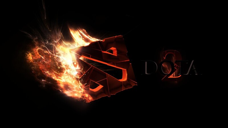 Flaming Dota 2 Logo — Black, Dramatic