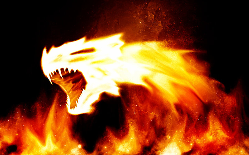flaming dragon head