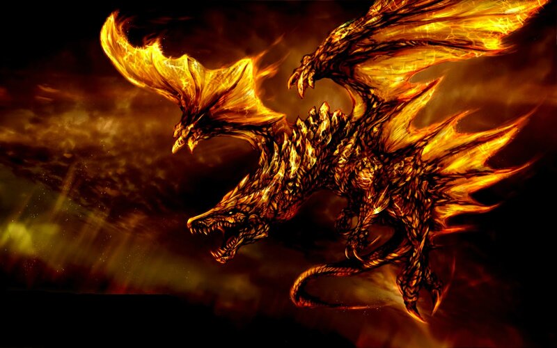 Flaming Dragon in Flight — Orange