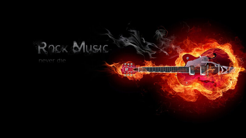 Flaming Electric Guitar — Black