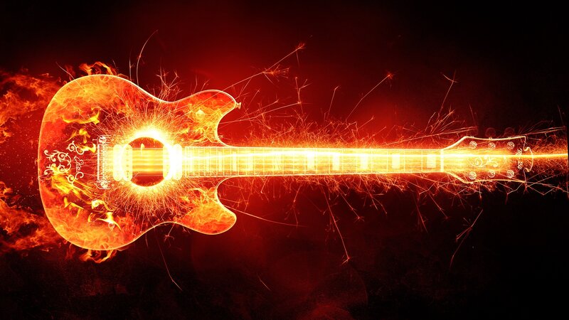 Flaming Electric Guitar — Red