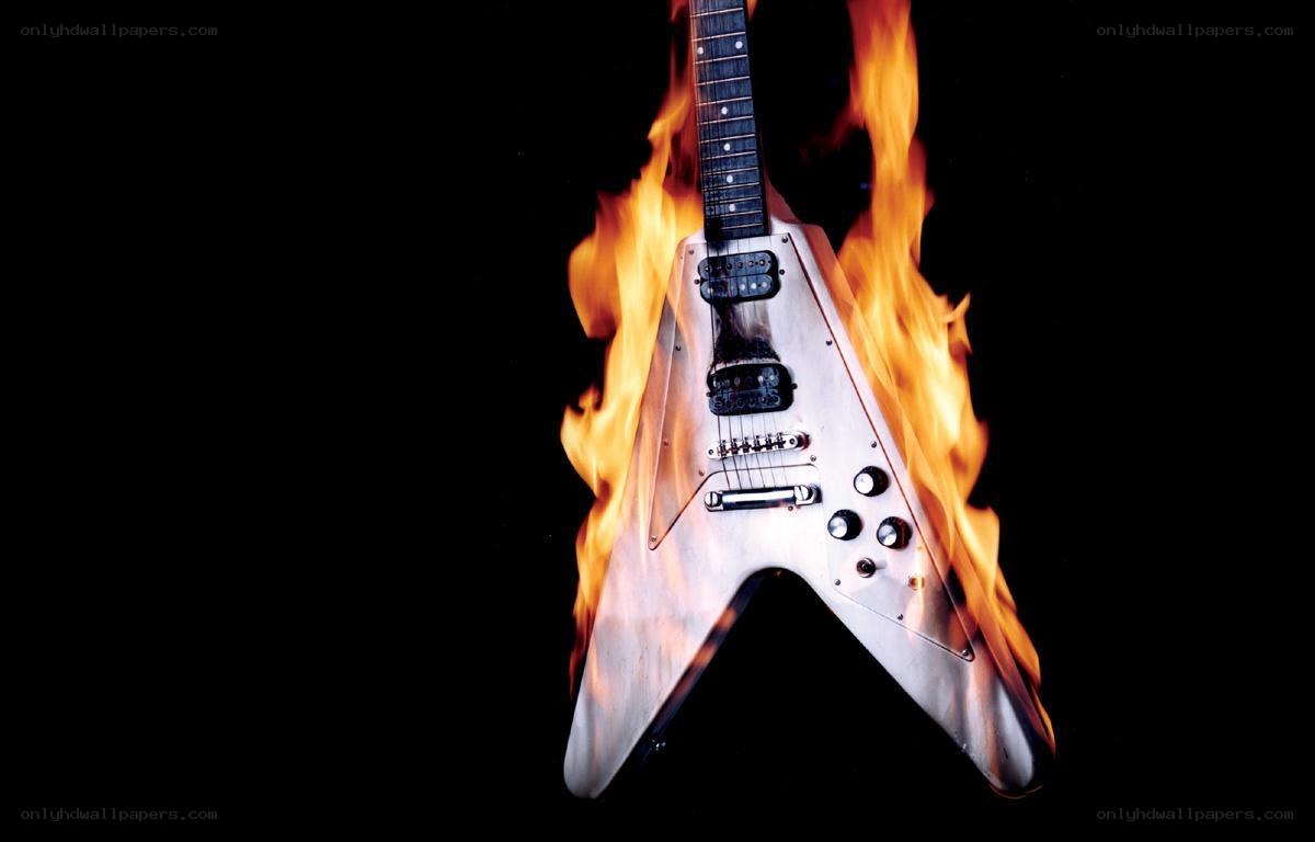 flaming electric guitar