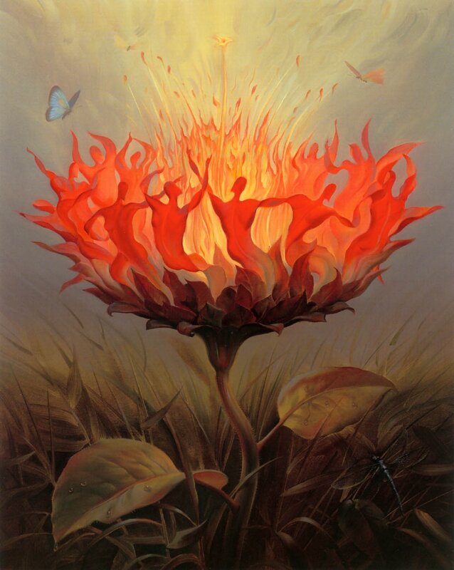 Flaming Flower in Field