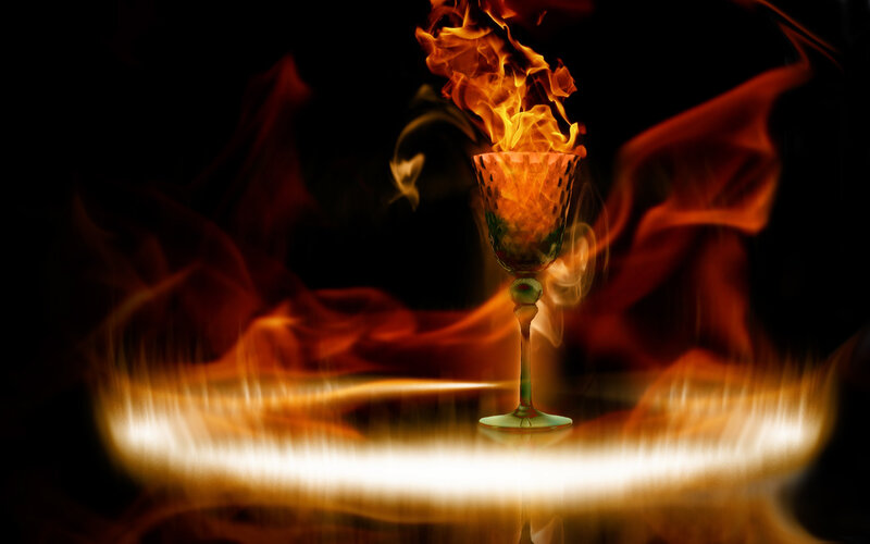 Flaming goblet on fire