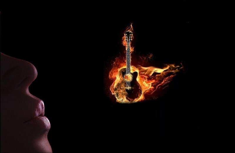 Flaming Guitar — Black
