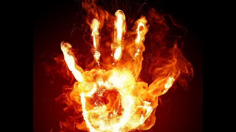 flaming hand print
