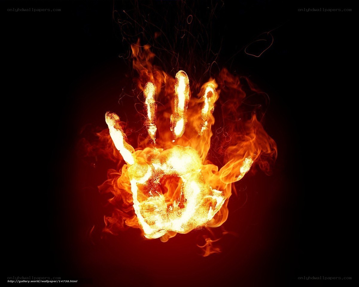 flaming hand print