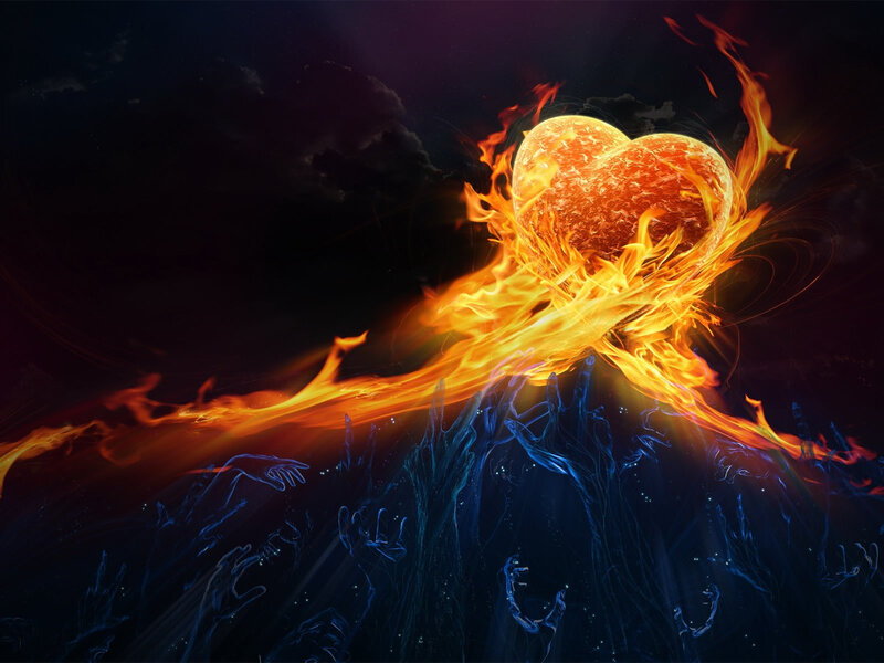 Flaming Heart and Hands