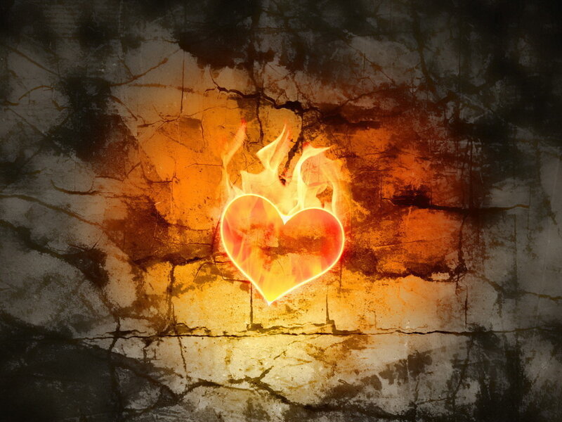 Flaming Heart on Wall