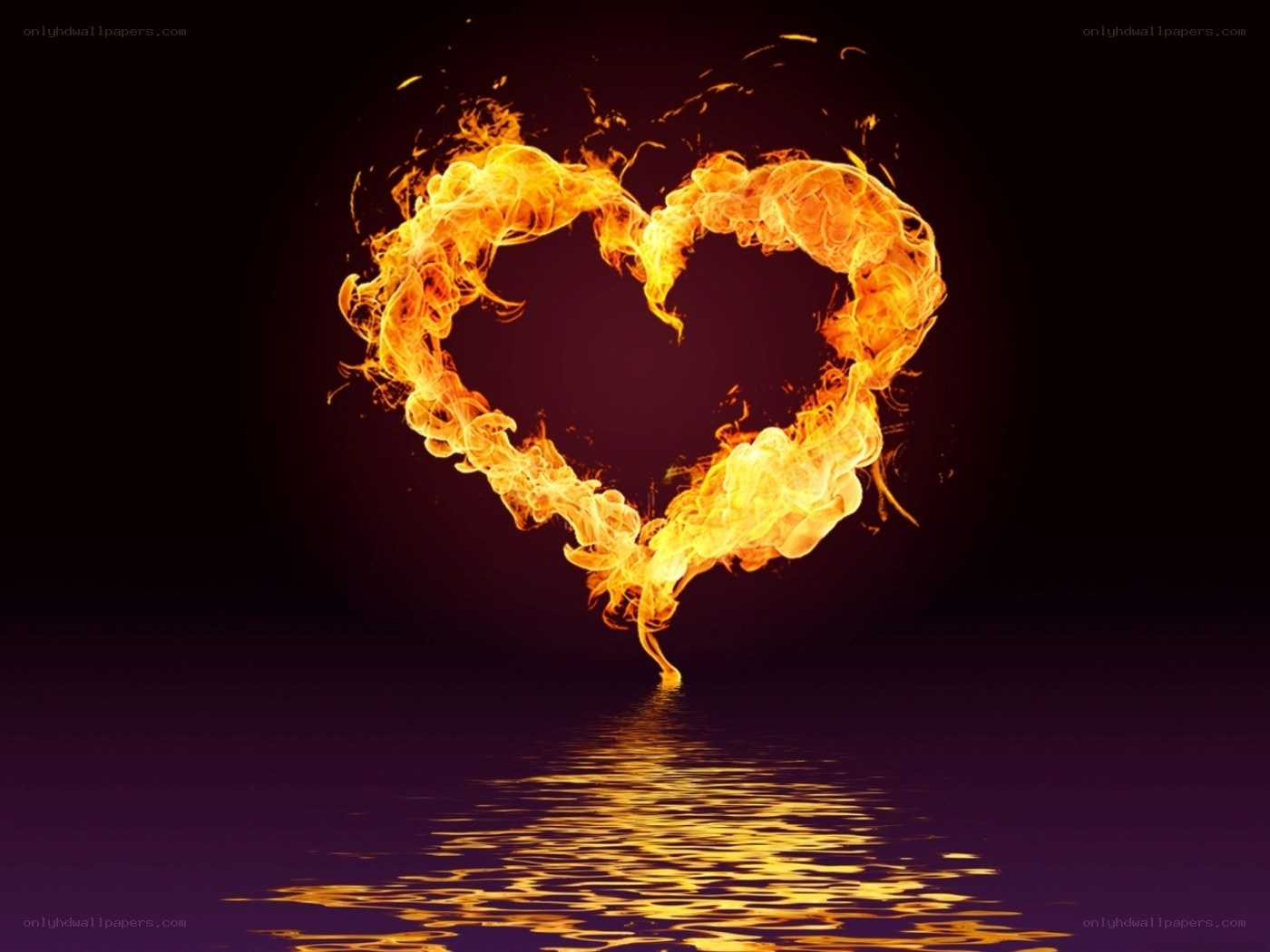 flaming heart on water