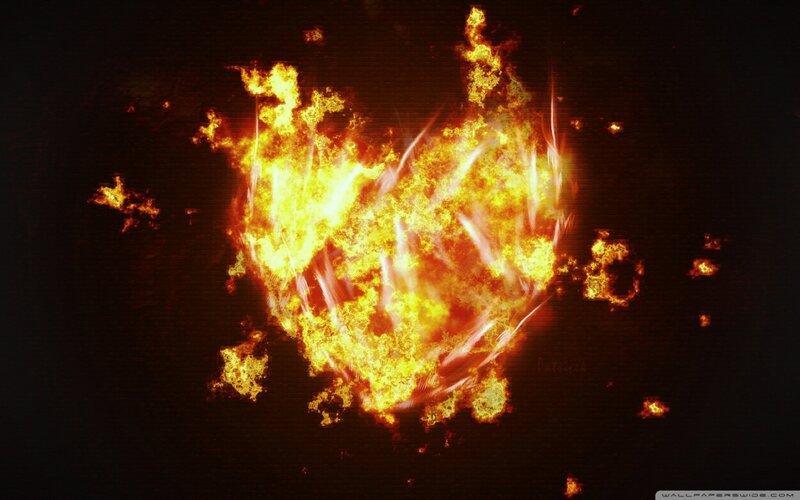 Flaming Heart Shape — Black