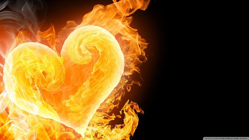 Flaming Heart Shape — Orange, Dramatic