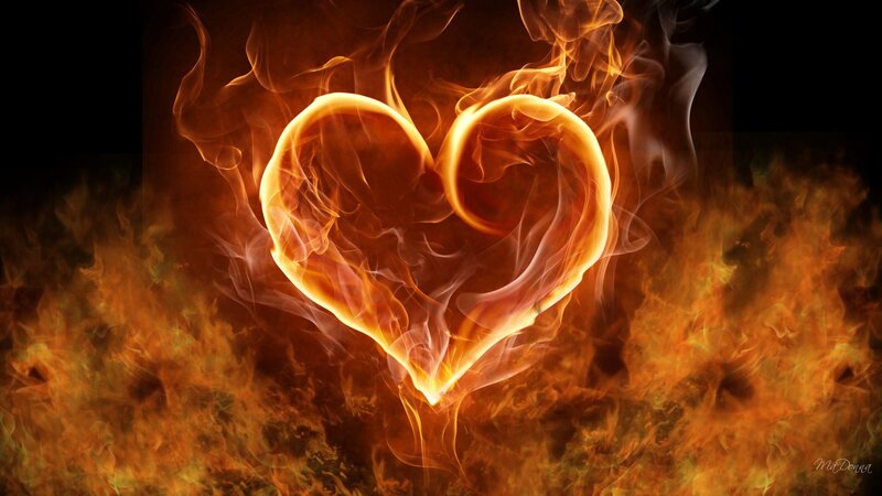 Flaming Heart Shape — Orange