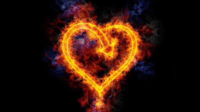 Flaming Heart Shape — Yellow