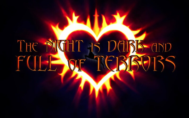 Flaming Heart Symbol — Black, Dramatic, Night