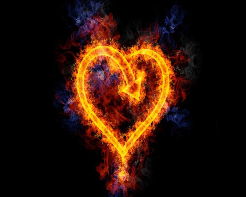 Flaming Heart Symbol — Black