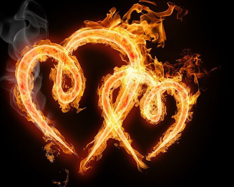 Flaming Heart Symbol — Orange, Dramatic