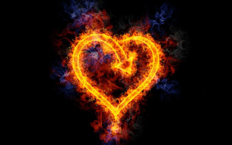 flaming heart with arrow