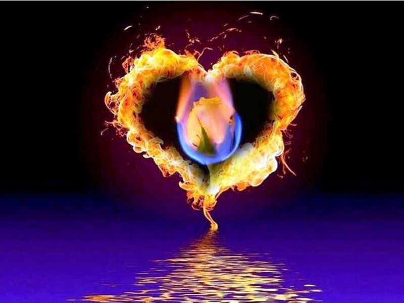 Flaming Heart with Rose