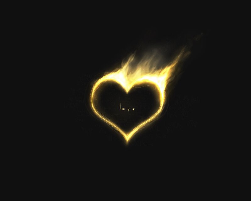 flaming heart with text