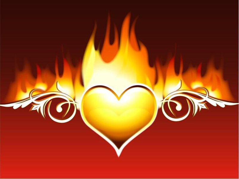 flaming heart with wings