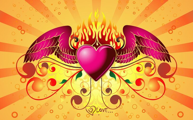 Flaming Heart with Wings — Yellow