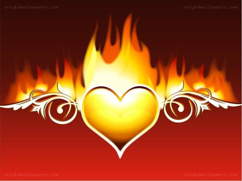 flaming heart with wings