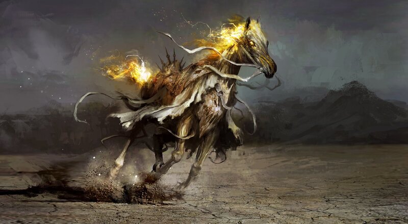 Flaming Horse Creature — Gray