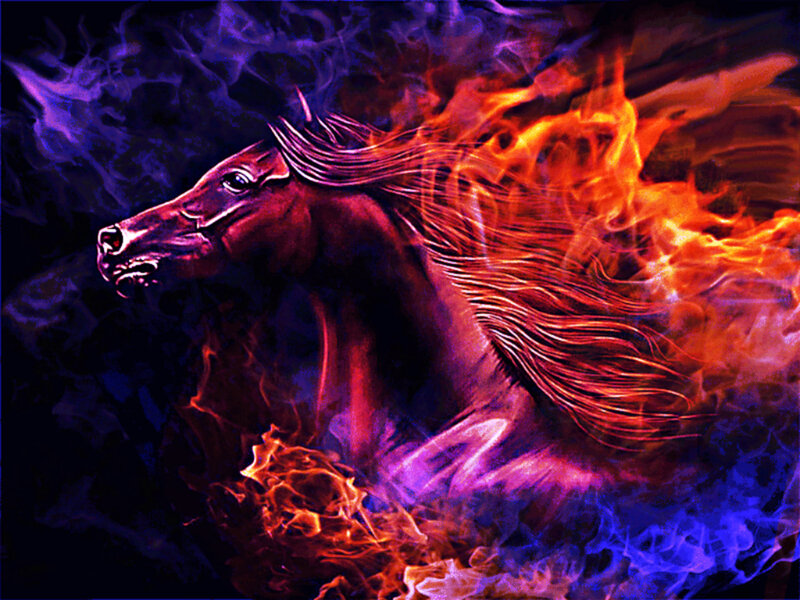 Flaming Horse Head — Red