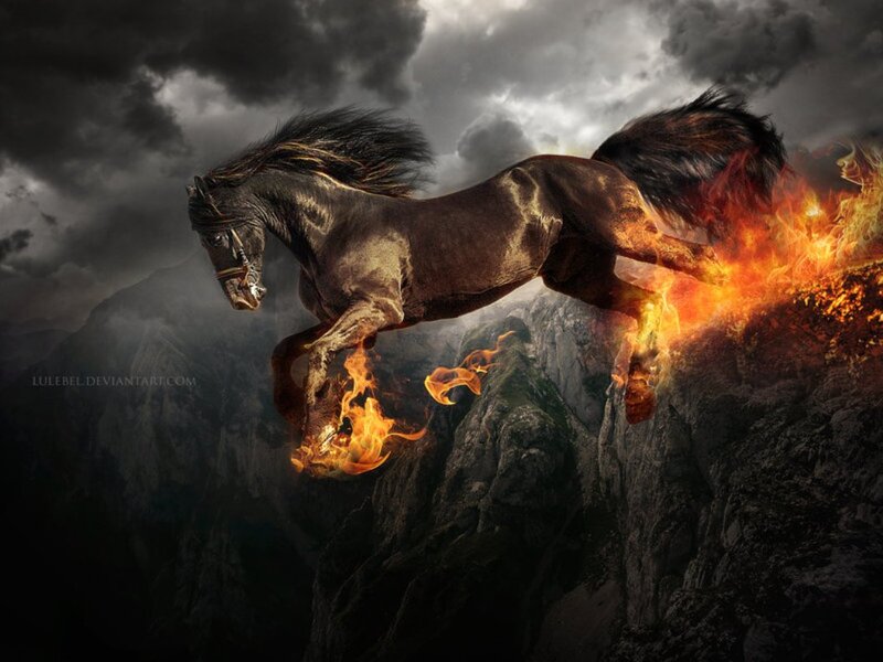Flaming Horse in Flight