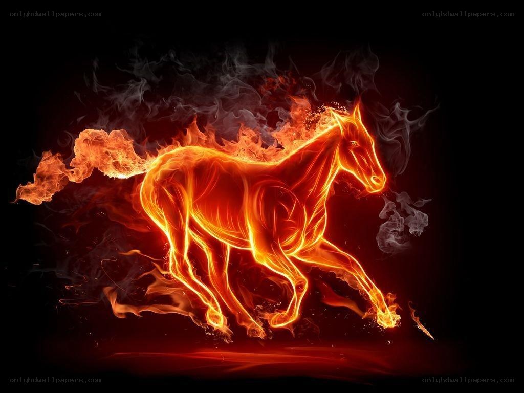 flaming horse in motion