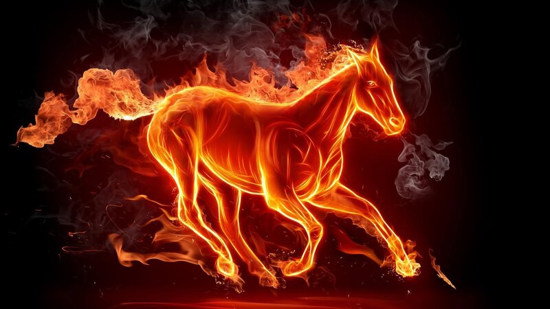 flaming horse in motion