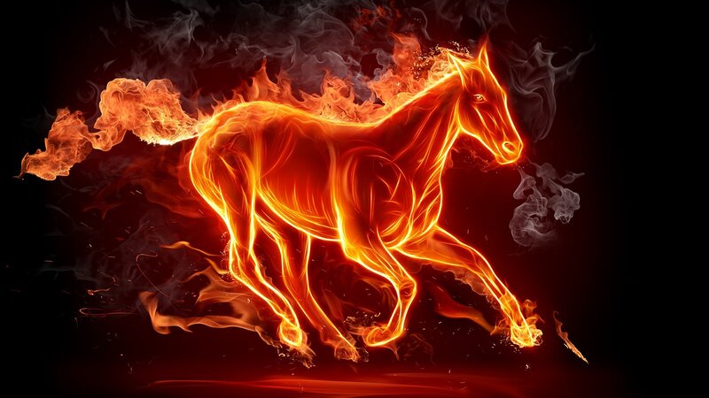 flaming horse in motion