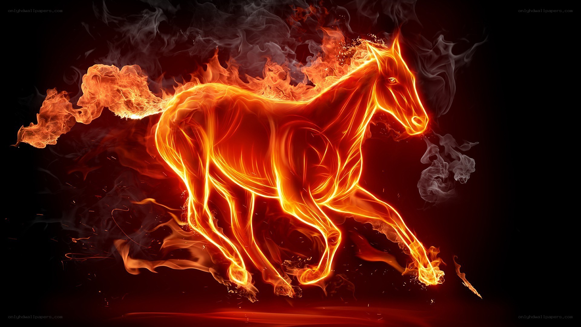 flaming horse in motion