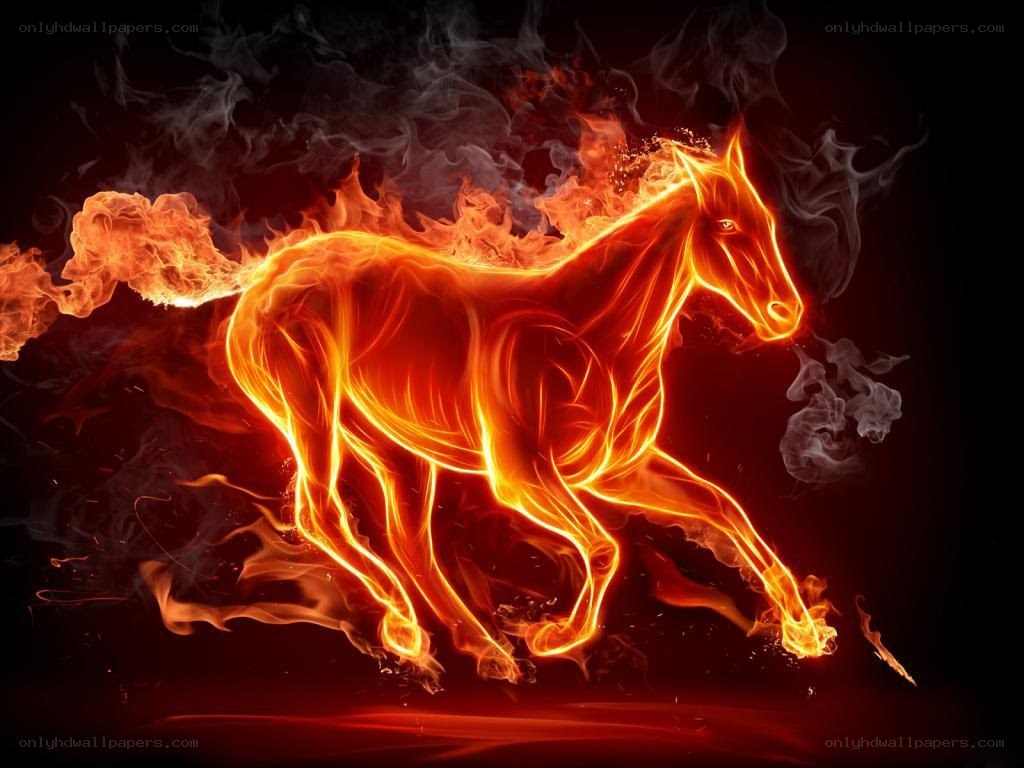 flaming horse in motion