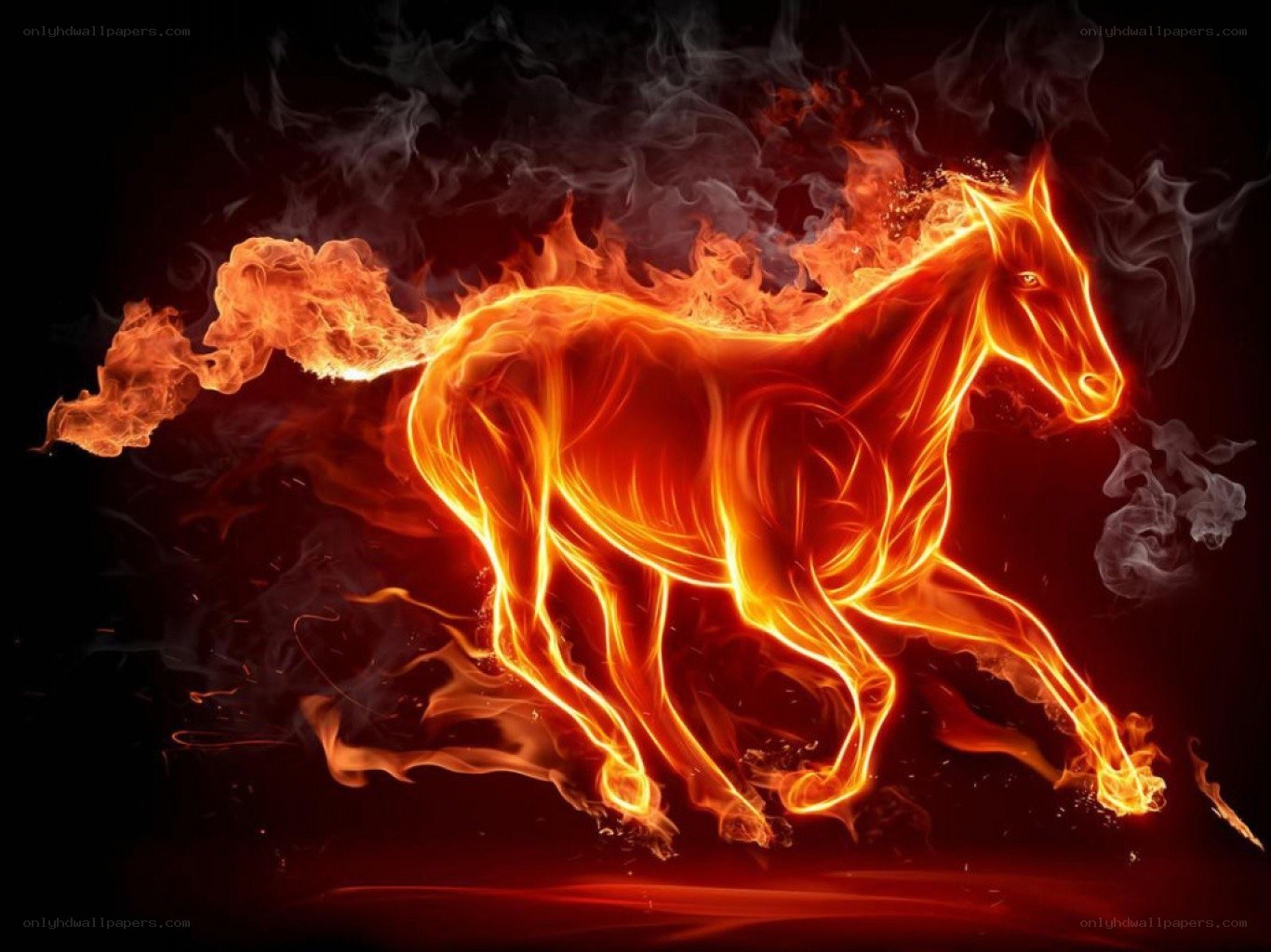 flaming horse in motion