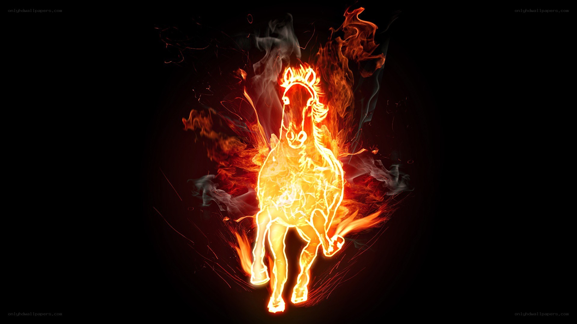 flaming horse in motion